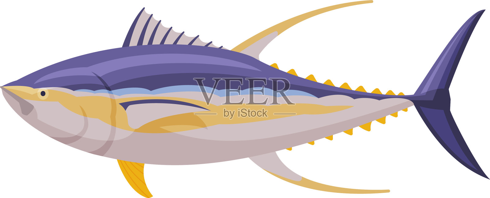 黄鳍金枪鱼是新鲜的水生海鱼品种设计元素图片