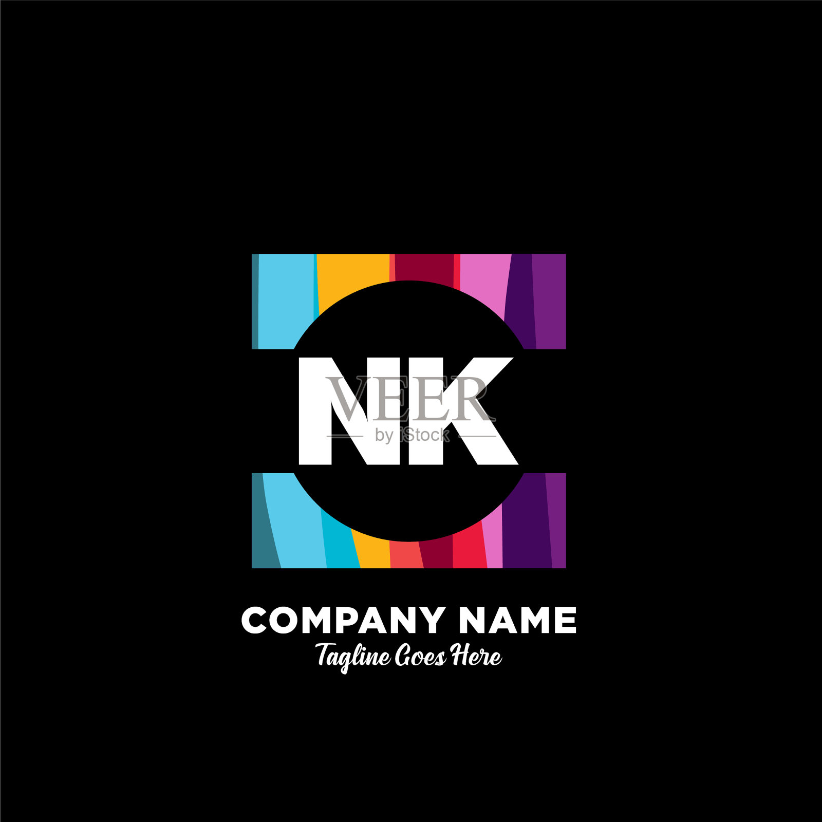 Nk初始标志与彩色模板插画图片素材