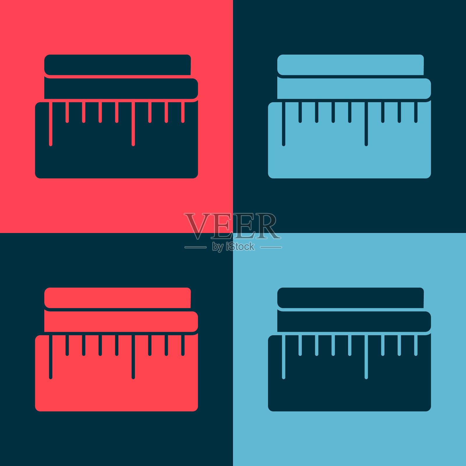 波普艺术卷尺上孤立的彩色图标插画图片素材