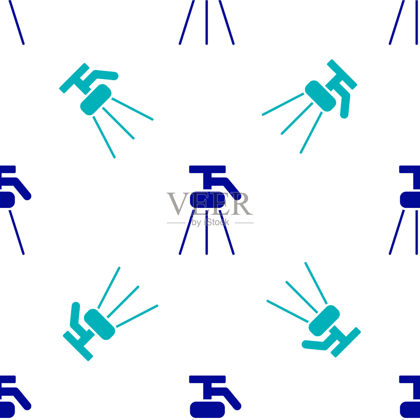 蓝色三脚架图标隔离无缝图案上插画图片素材