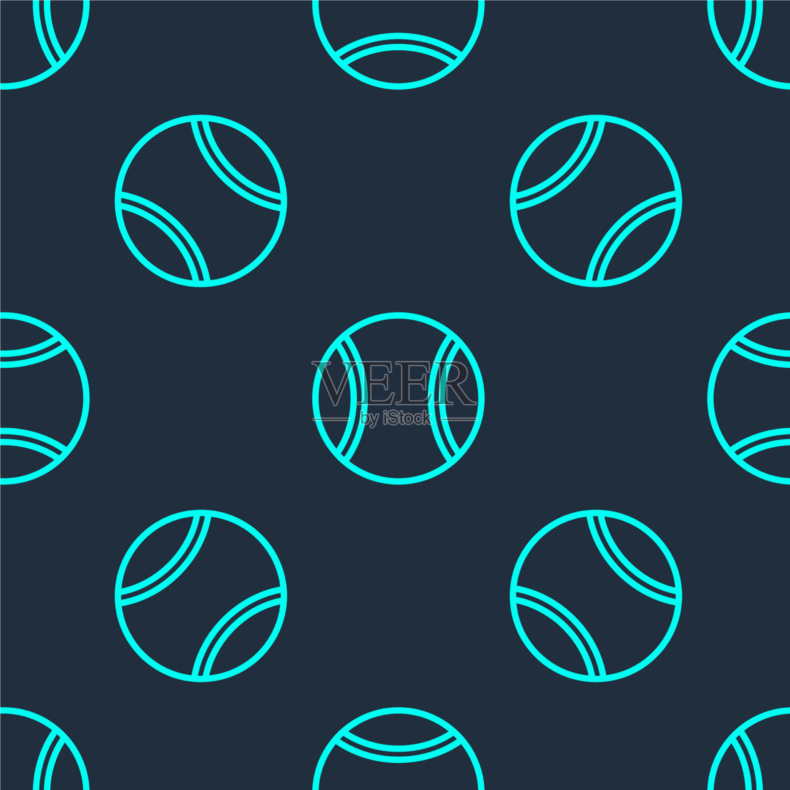 绿线网球图标隔离无缝插画图片素材