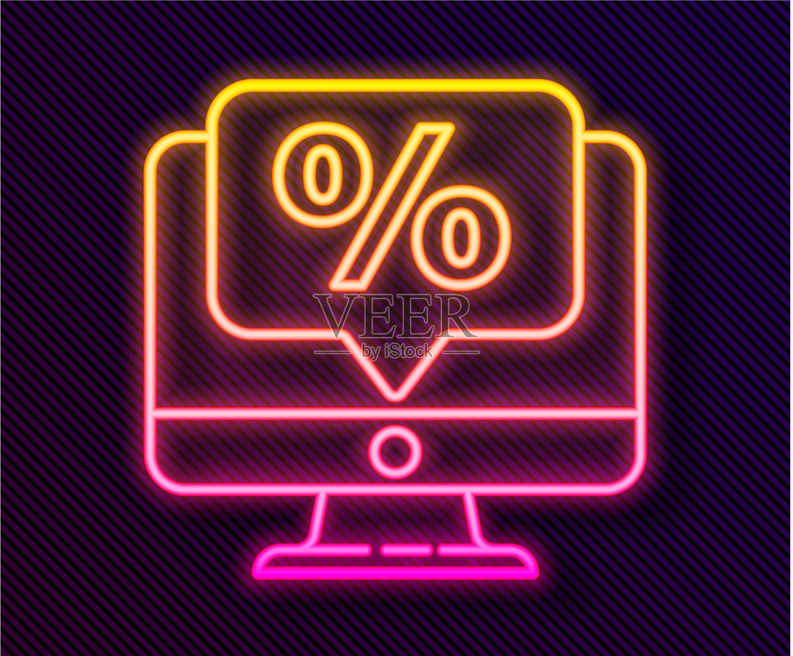 发光的霓虹灯线百分之折扣和显示器设计元素图片