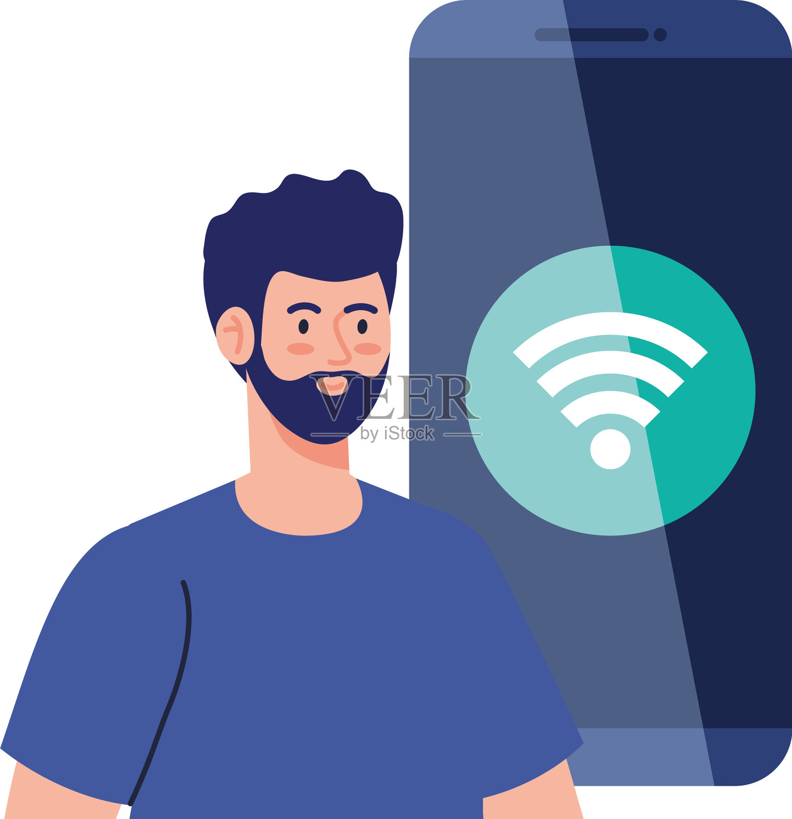 有wifi信号的社交媒体概念人设计元素图片