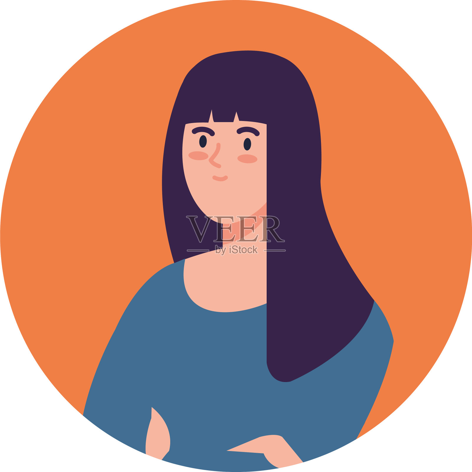 漂亮的年轻女子在框圆白底设计元素图片