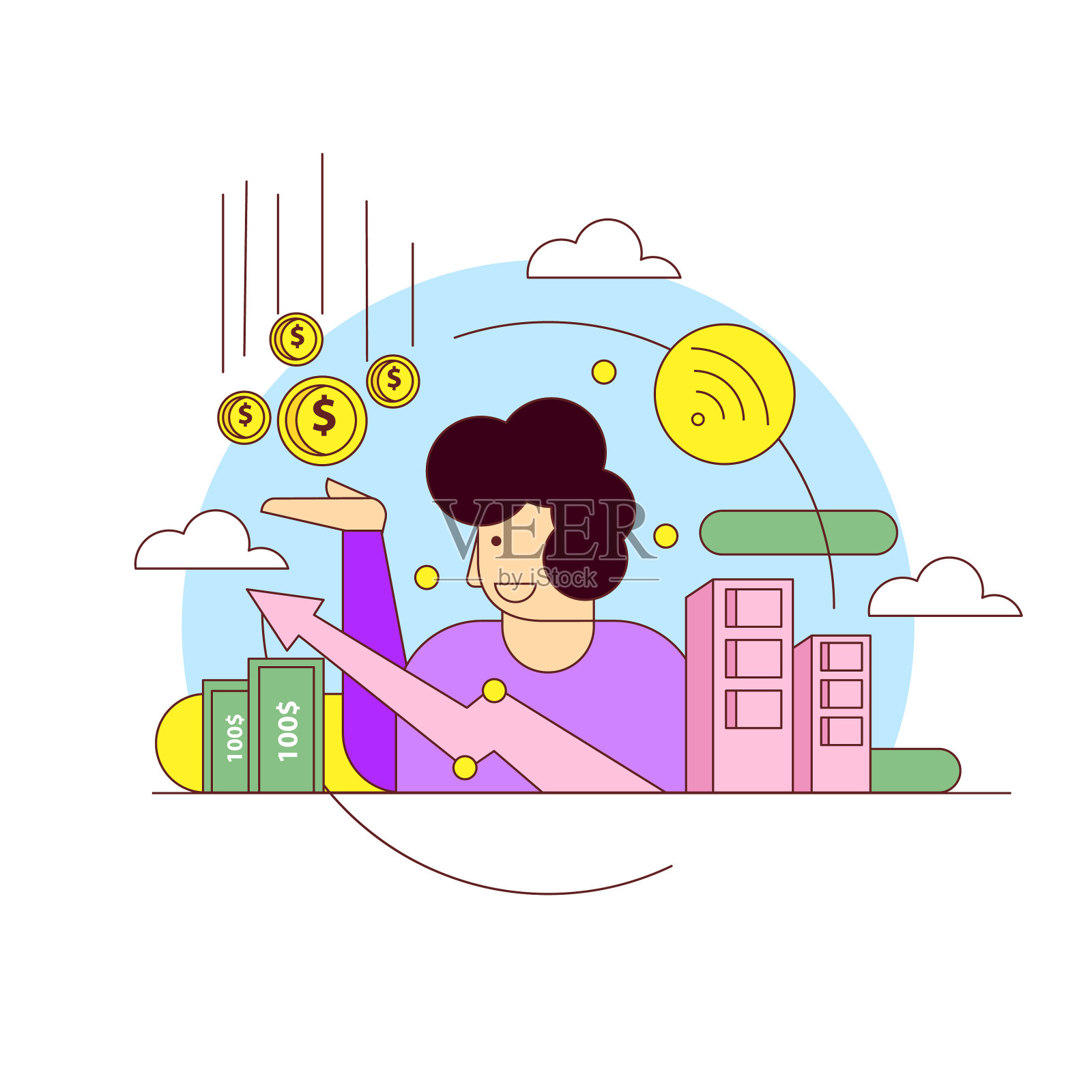 企业成长风险管理概念展示插画图片素材