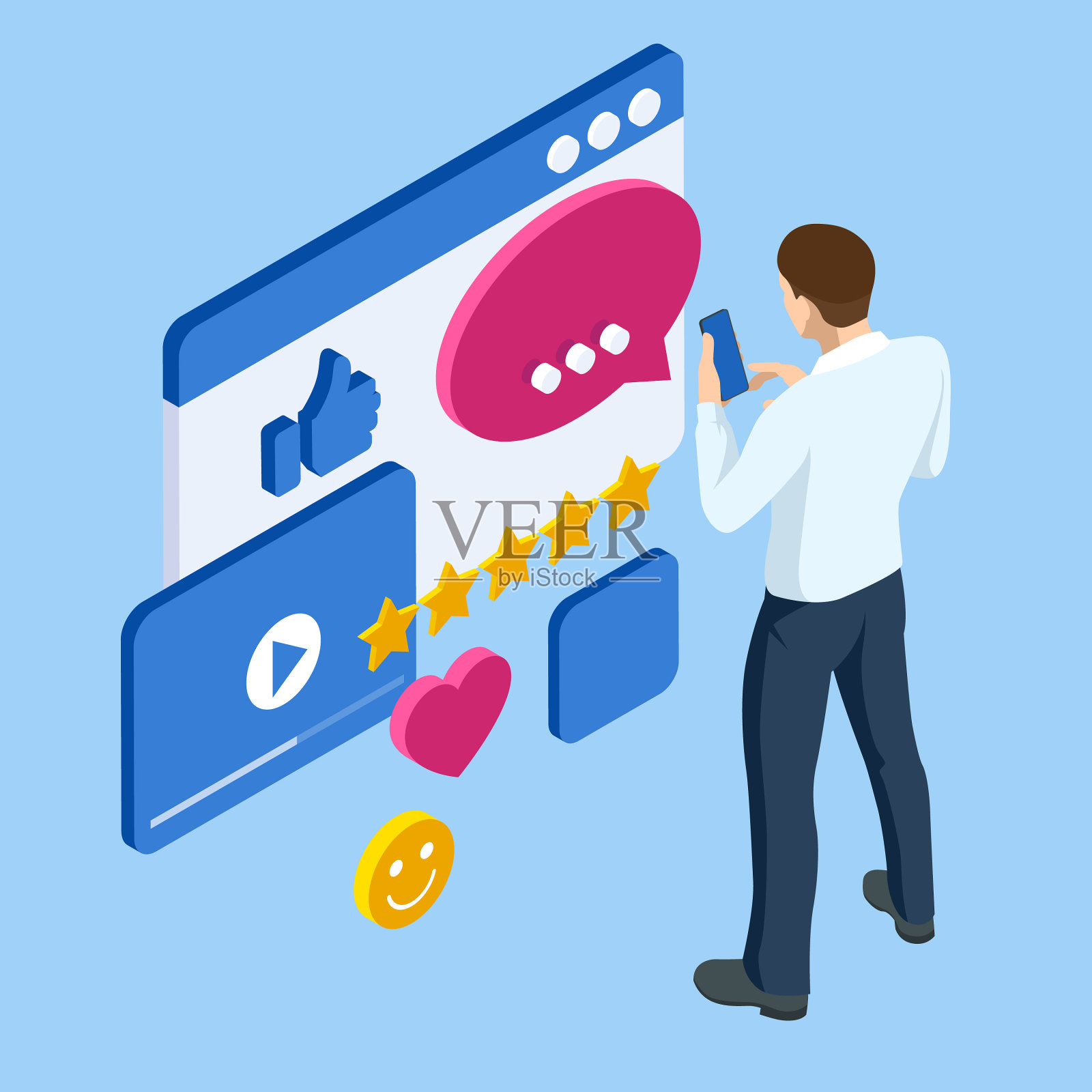 等距商人性格沟通插画图片素材