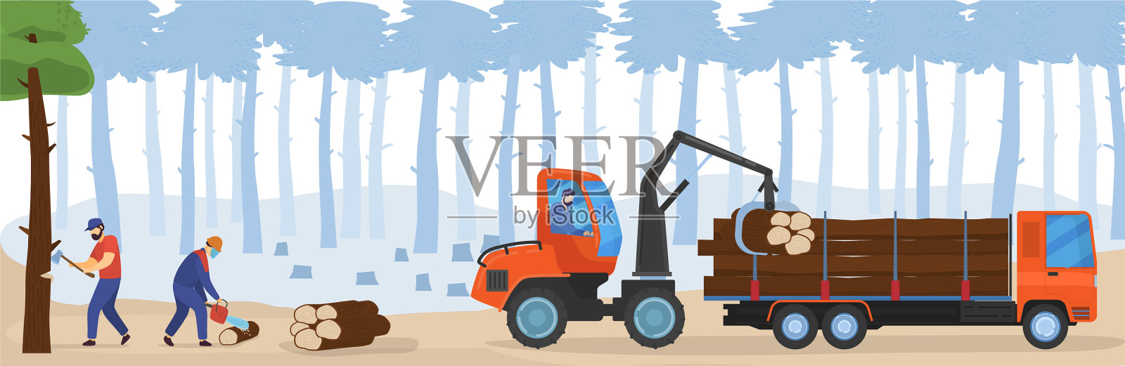 人木工卡通插画图片素材