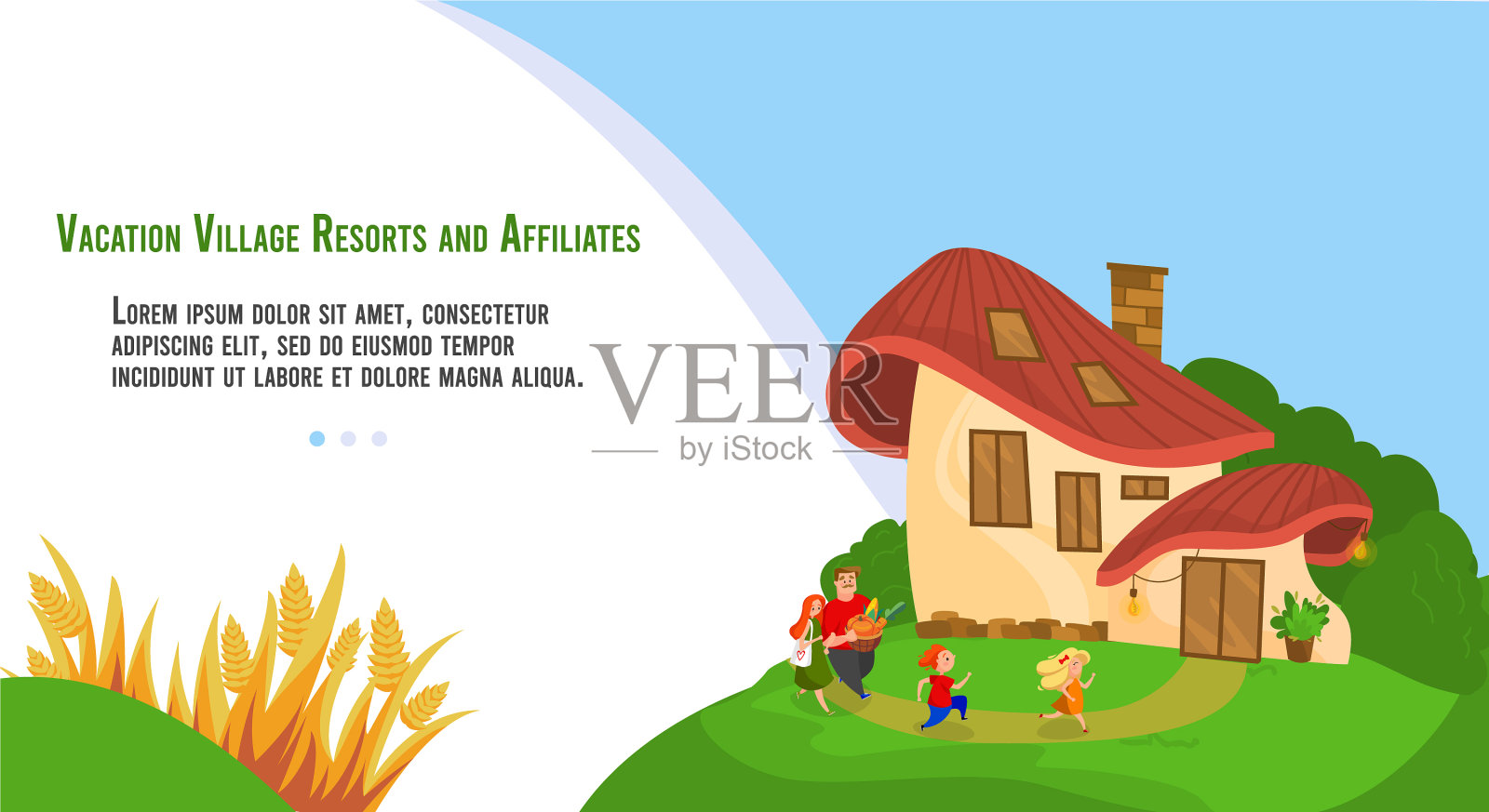 人们在乡村度假公寓插画图片素材