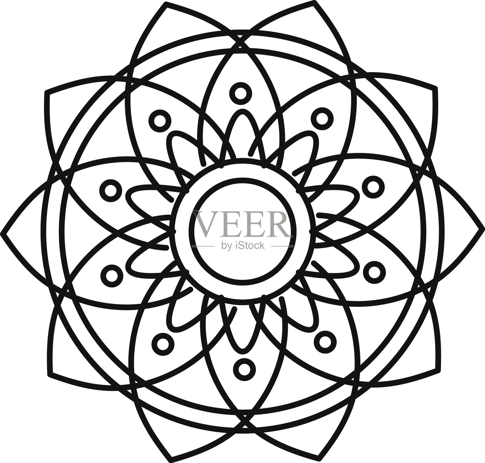 花卉曼荼罗复古装饰线条风格图标设计元素图片