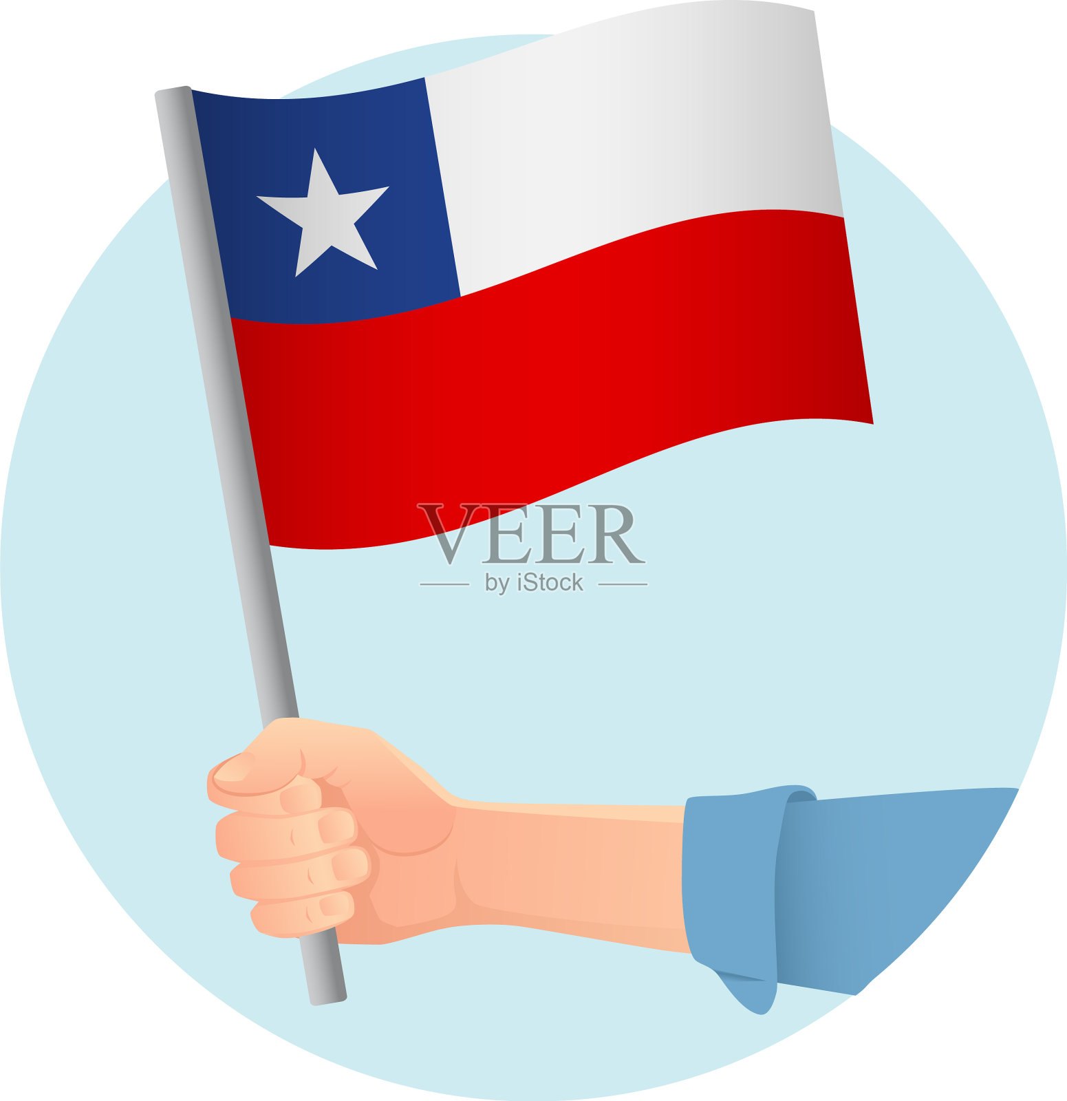 手握智利国旗的图标插画图片素材