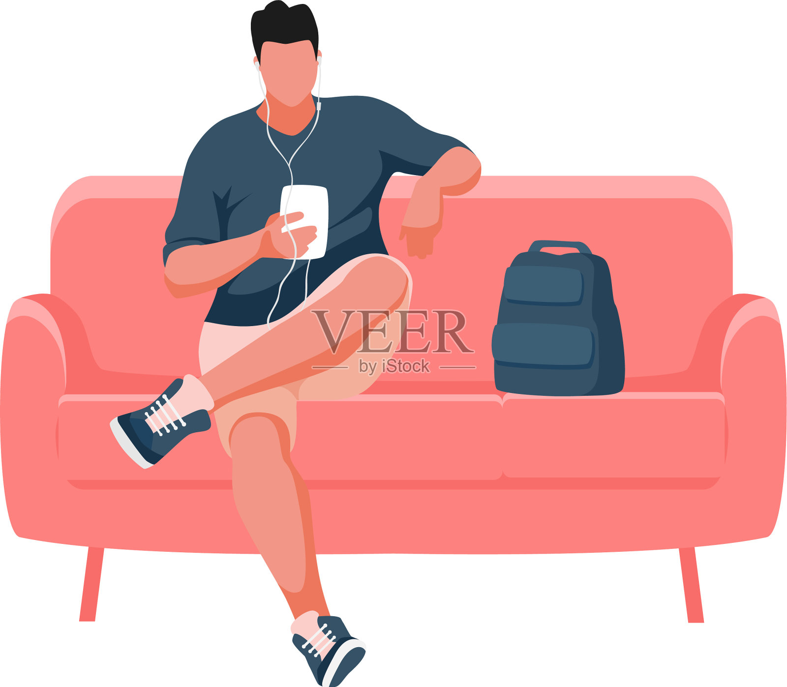 坐在沙发上的男人插画图片素材