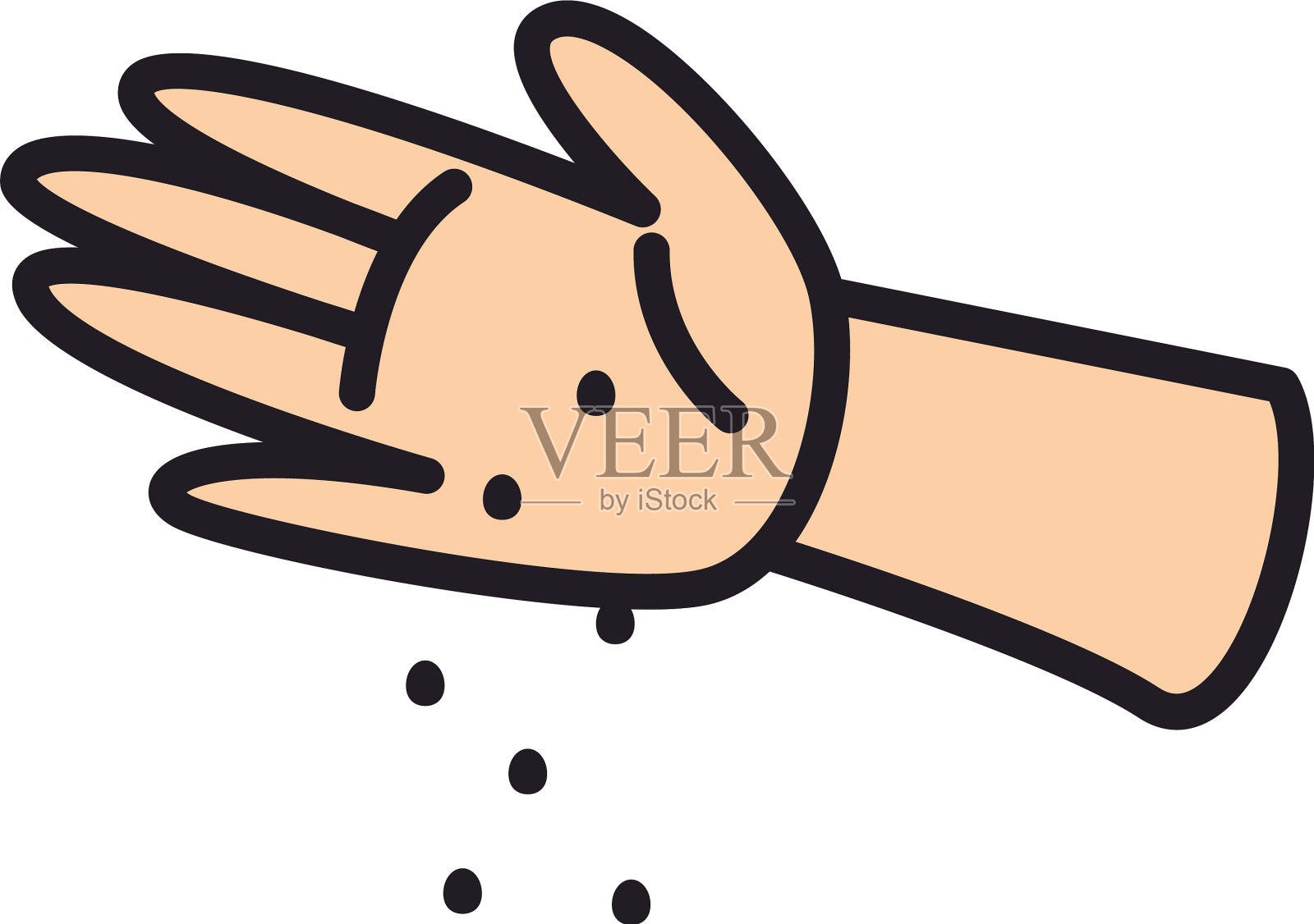 手与种子线和填充样式图标插画图片素材