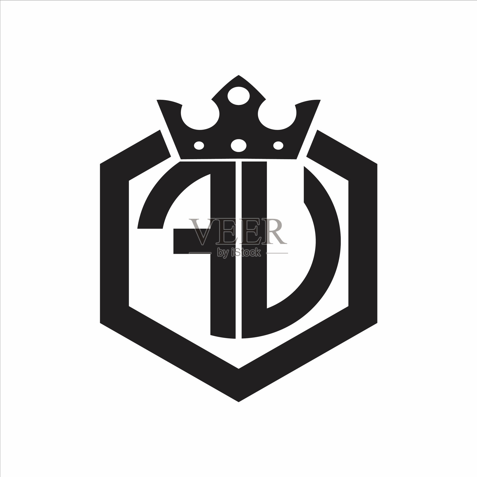 徽标福字为圆形六角形插画图片素材