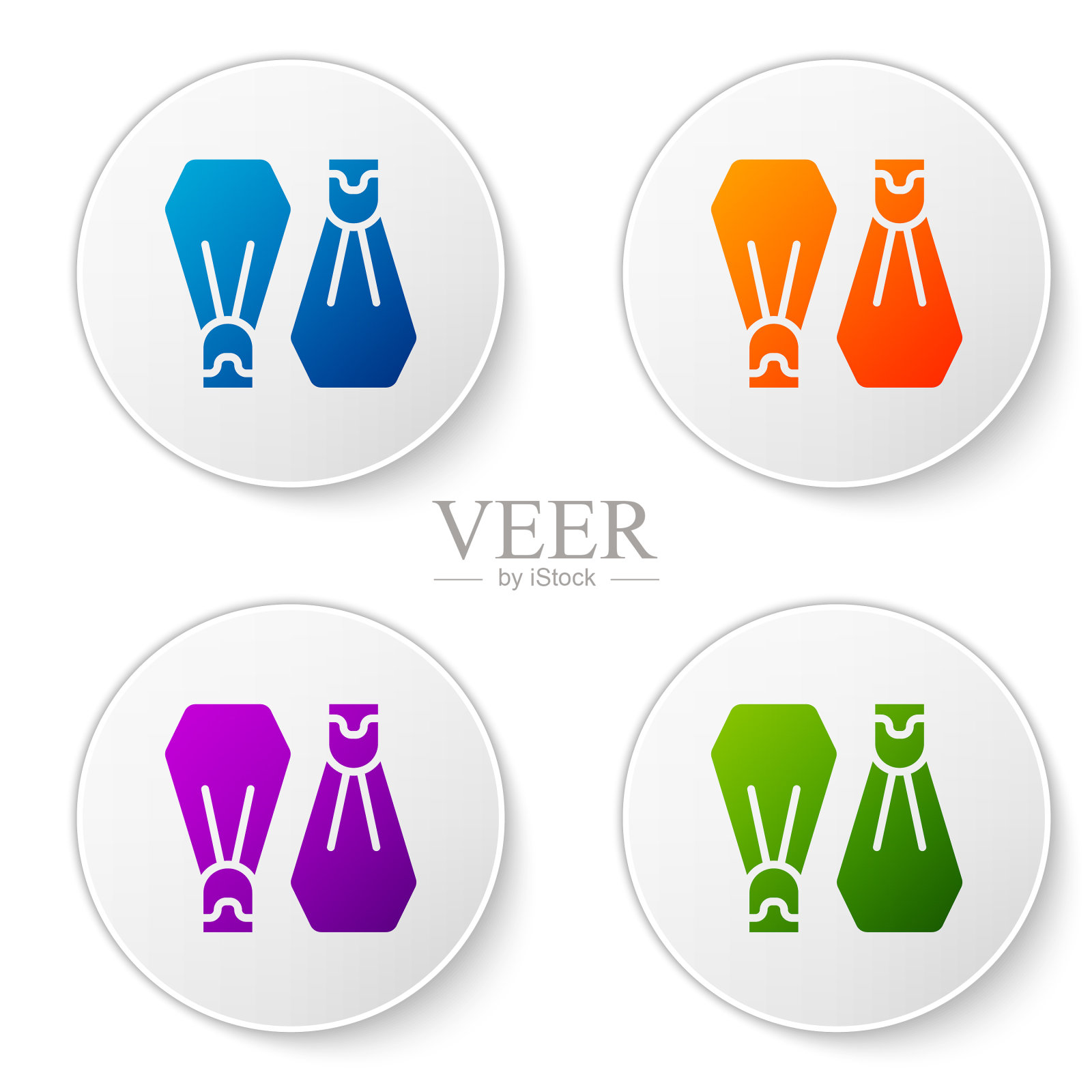 彩色橡胶脚蹼游泳图标隔离图标素材