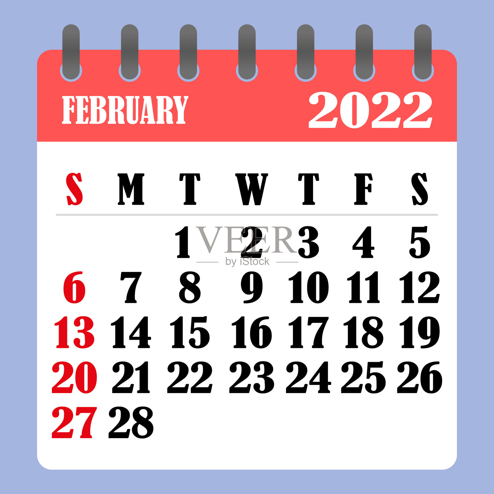 2022年2月的信函日历开始设计模板素材