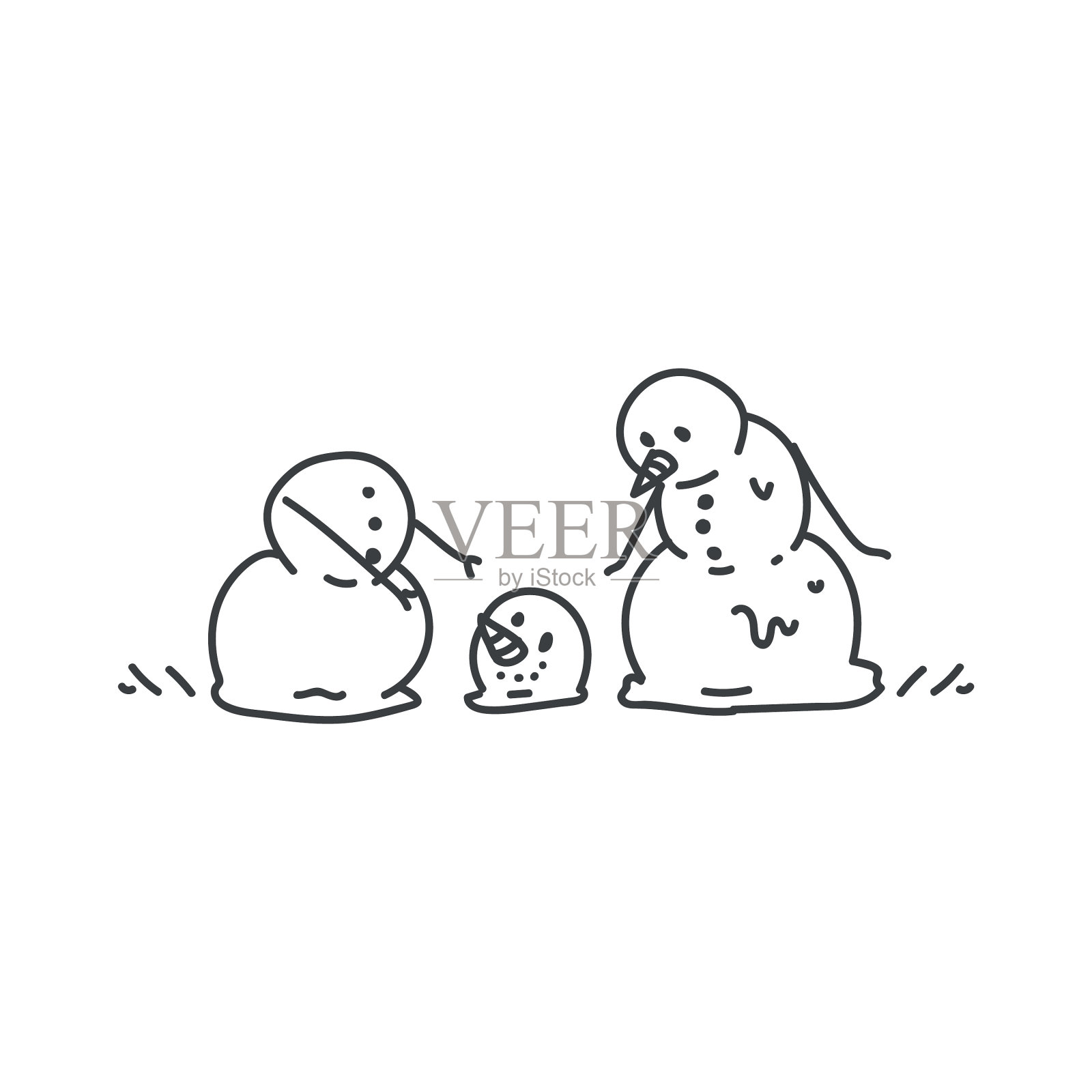 无缝的冬天雪人场景剪贴画设计元素图片