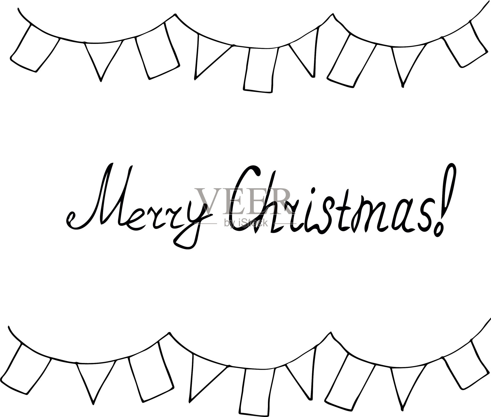 从旗帜和字母的边界快乐插画图片素材