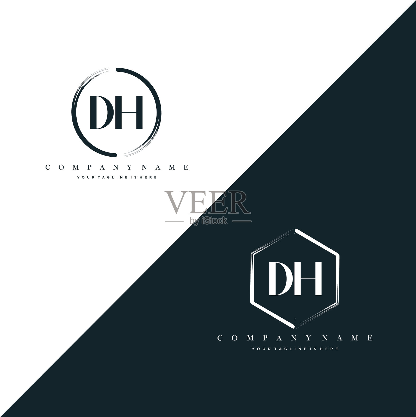 首字母dh圆刷六角形刷插画图片素材