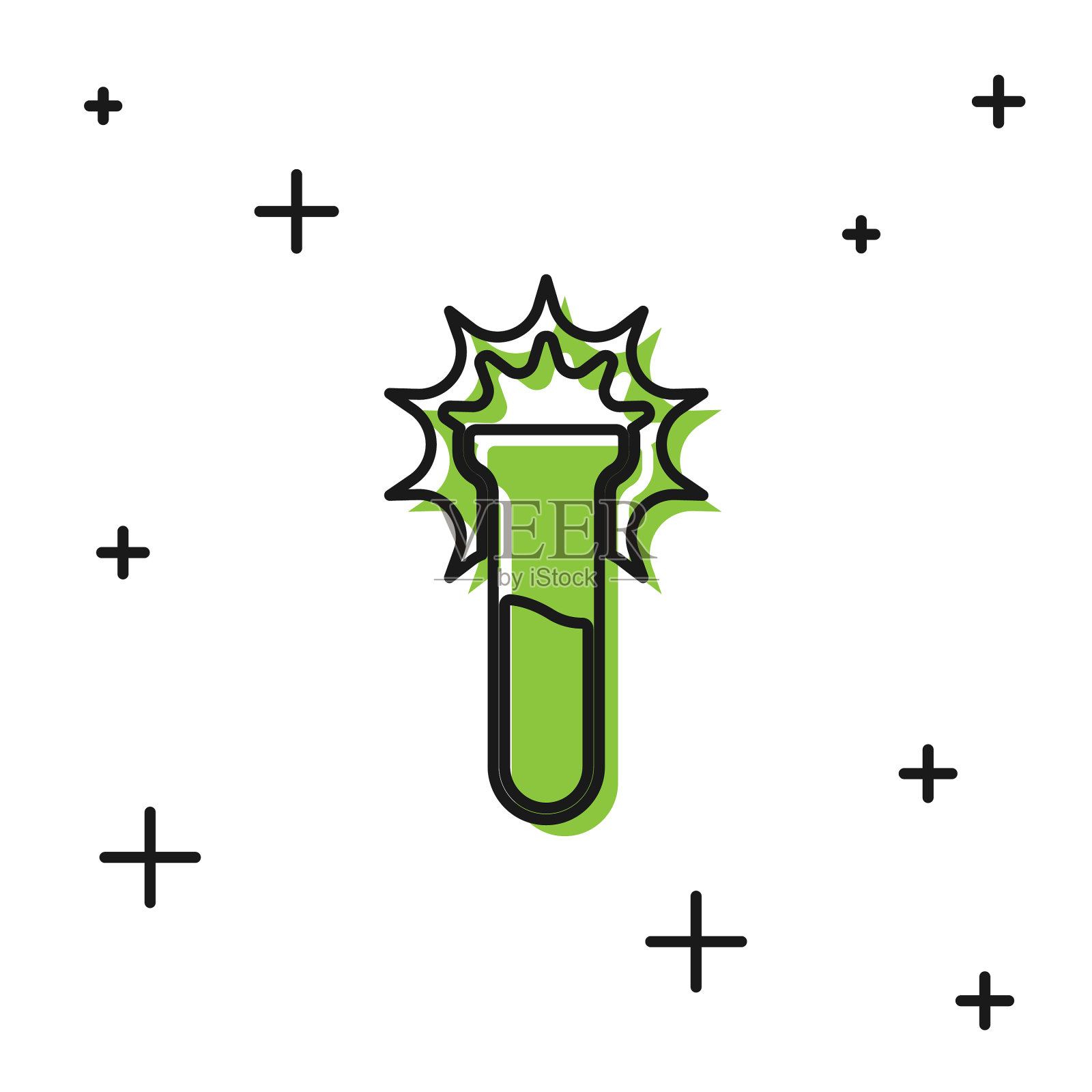 黑色试管和烧瓶图标隔离在白色上插画图片素材