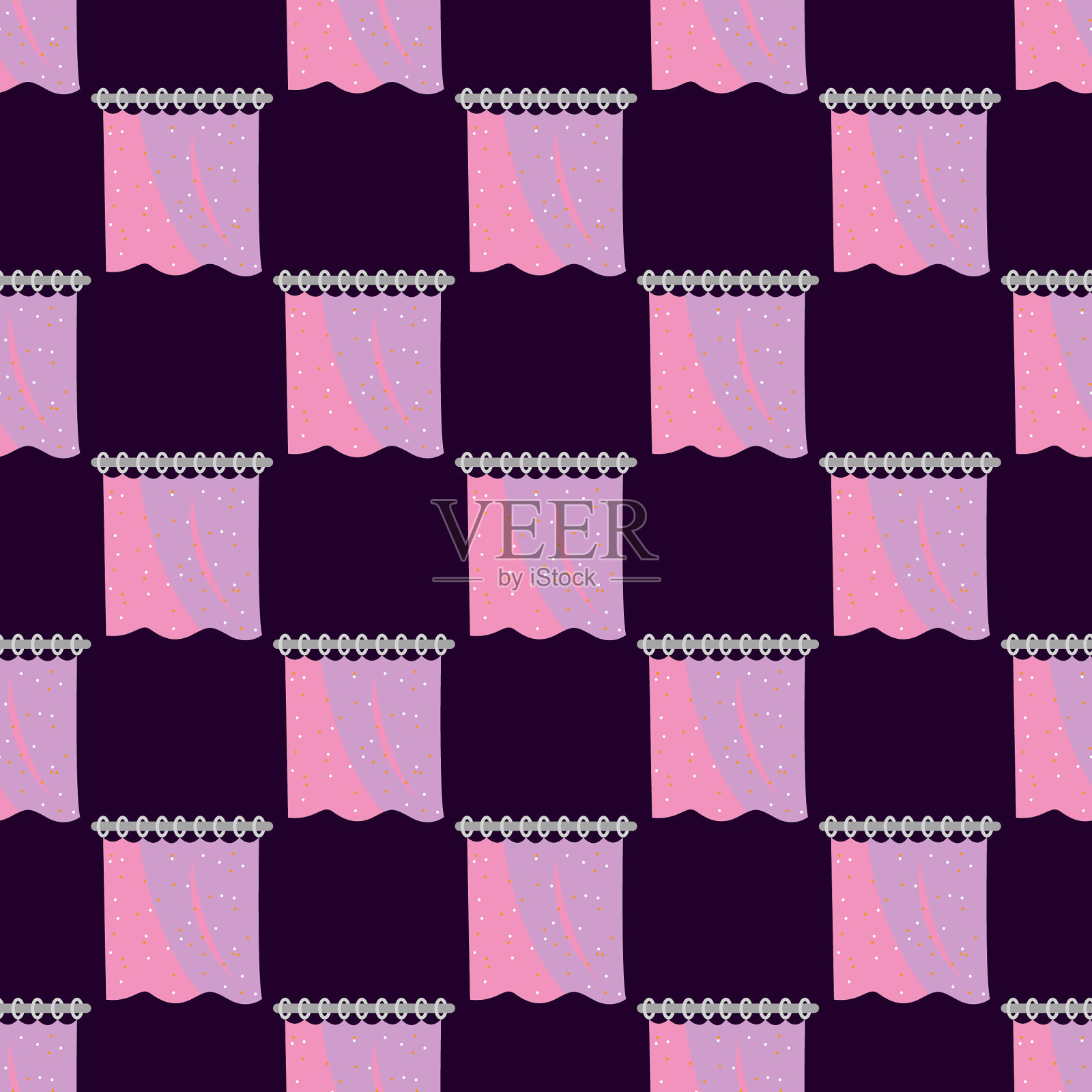 浴帘图案无缝上紫图案插画图片素材