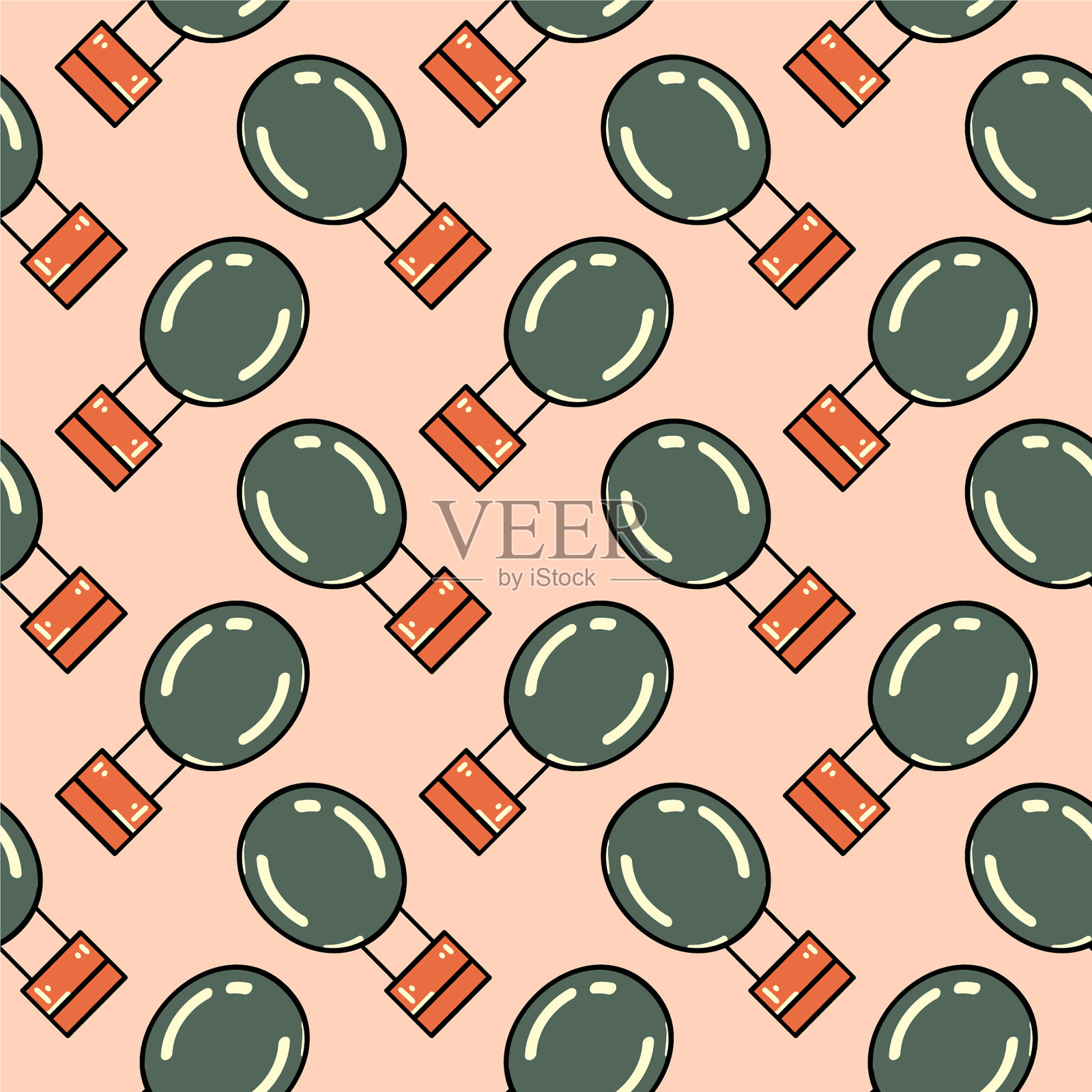 绿色气球无缝图案上的粉红色插画图片素材