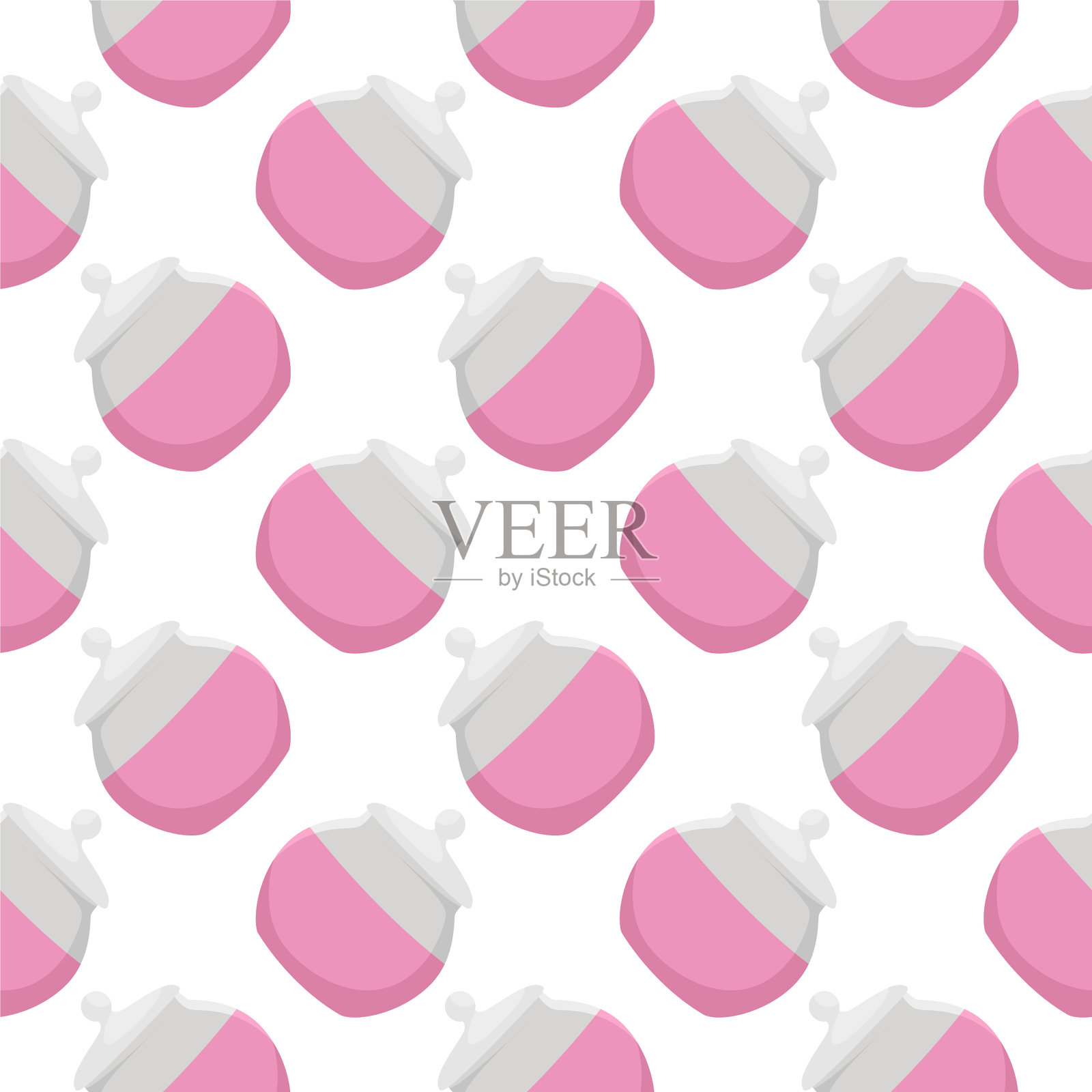 可爱的粉红色罐子无缝图案上的白色背景插画图片素材