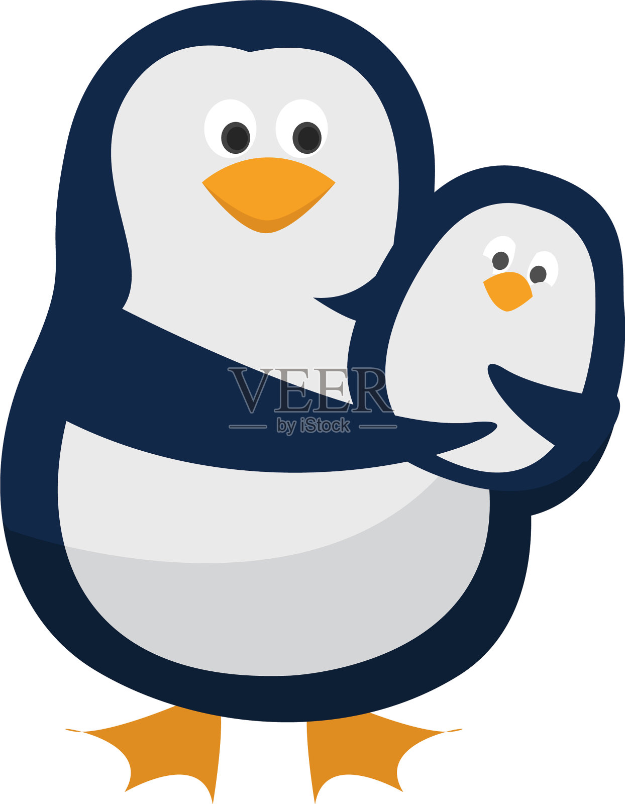 白色背景上的企鹅一家设计元素图片
