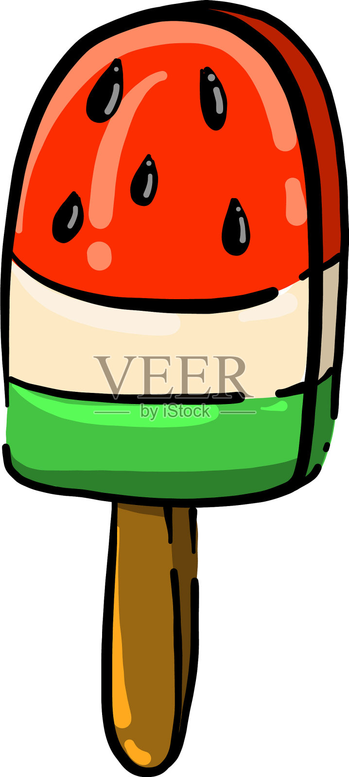 白色背景上的西瓜冰淇淋插画图片素材