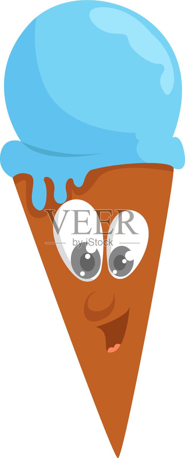 白底华夫饼冰淇淋插画图片素材