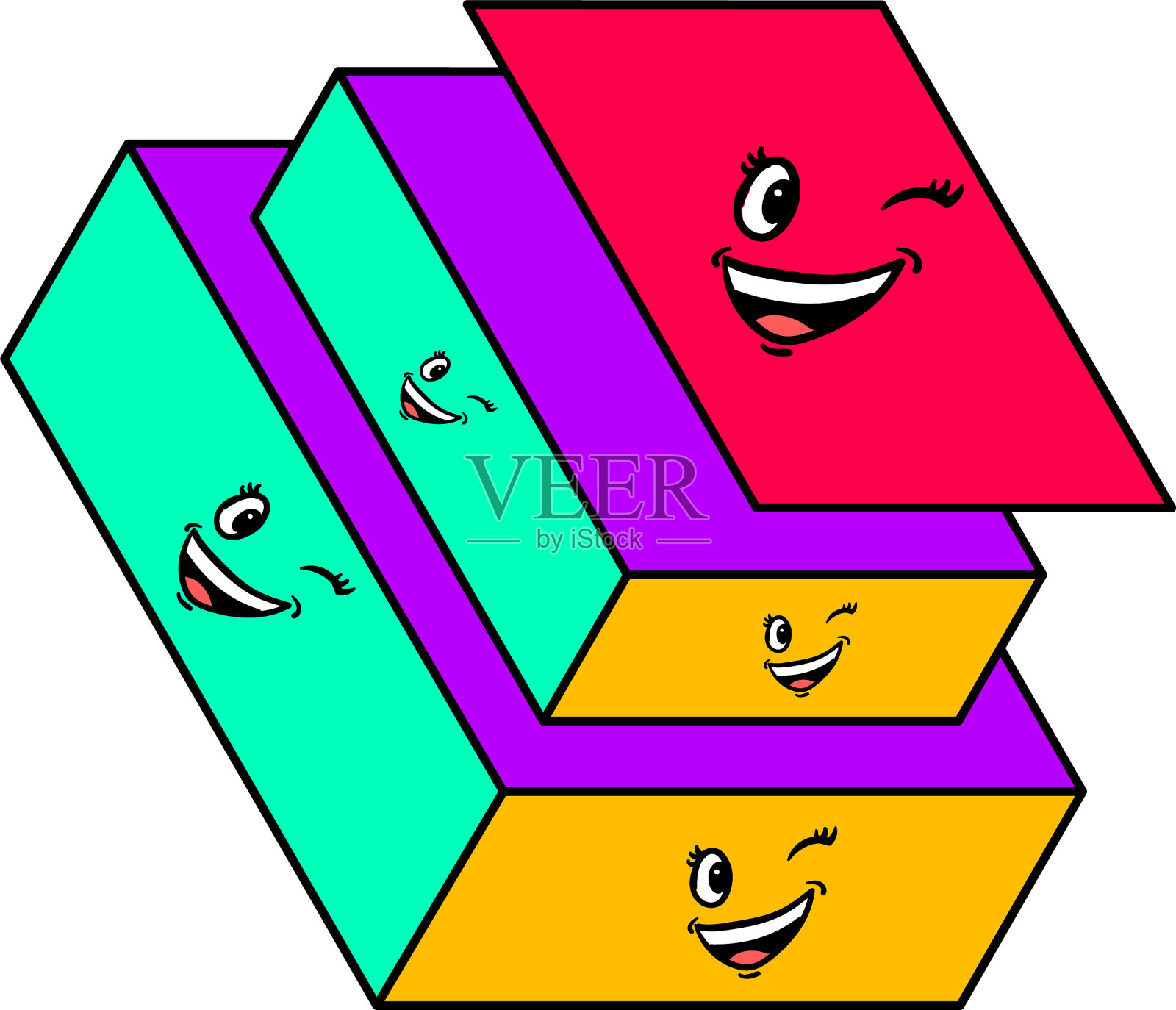 眨眼的立方体在白色的背景设计元素图片