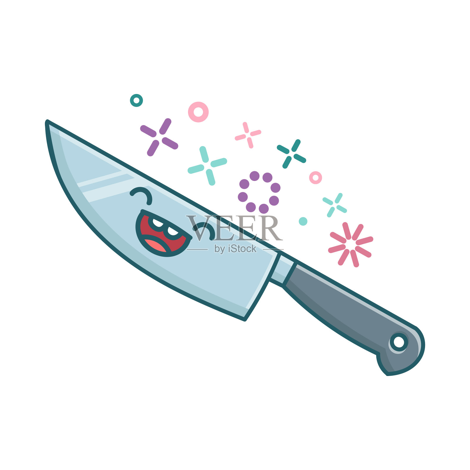 卡哇伊菜刀图标卡通设计元素图片