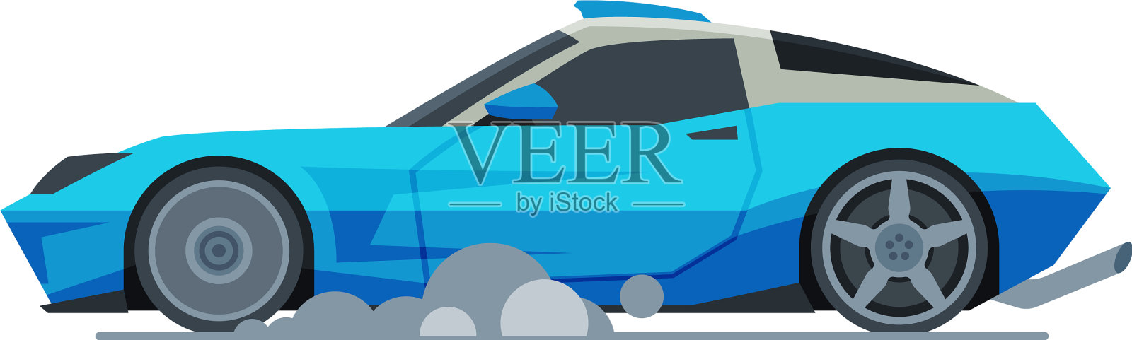 蓝色跑车侧视图快速马达设计元素图片