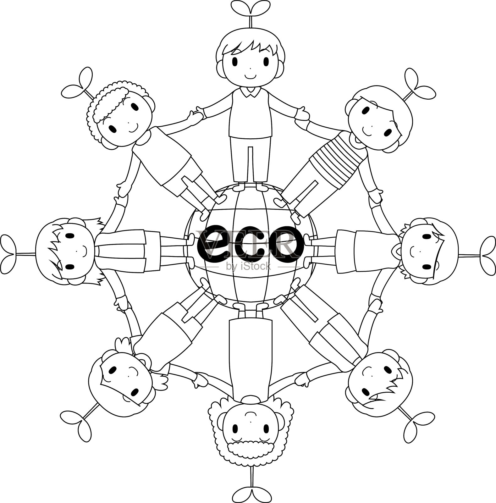 周围参与生态活动的孩子设计元素图片