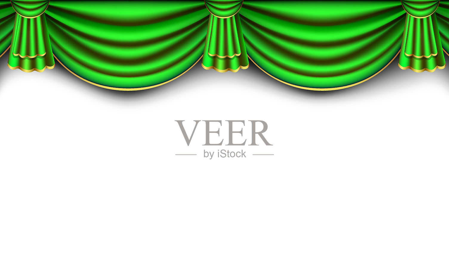 白色背景上的豪华绿色窗帘插画图片素材