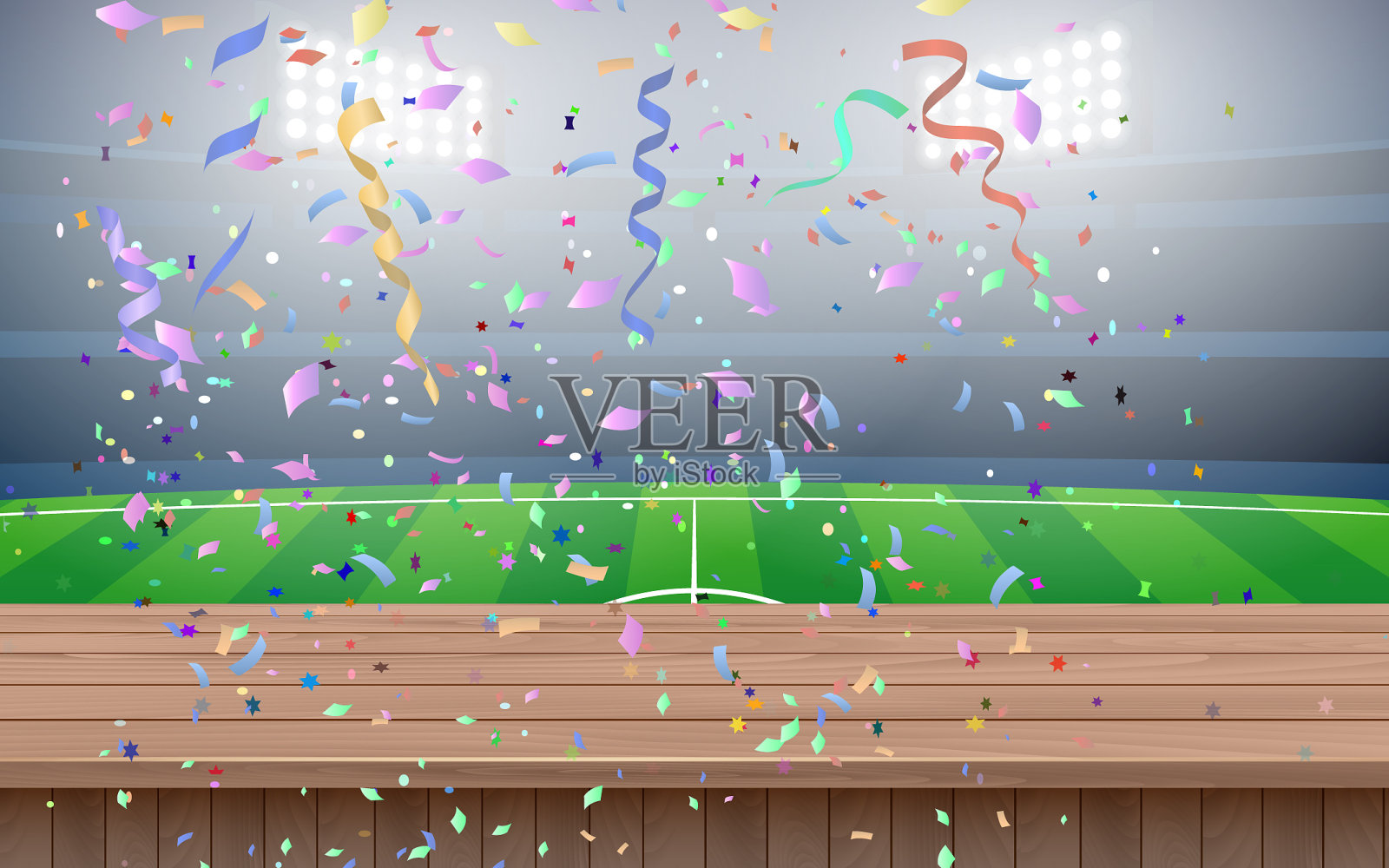 景观纸屑在木桌f插画图片素材