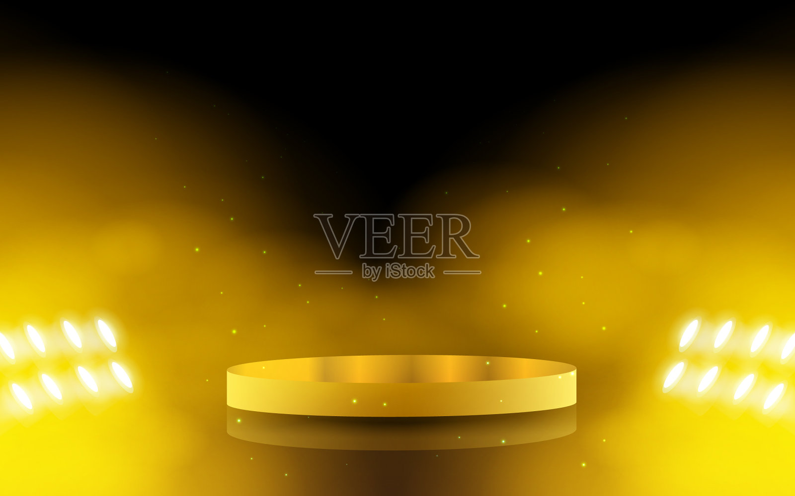 金色的支架和聚光灯在演播室插画图片素材