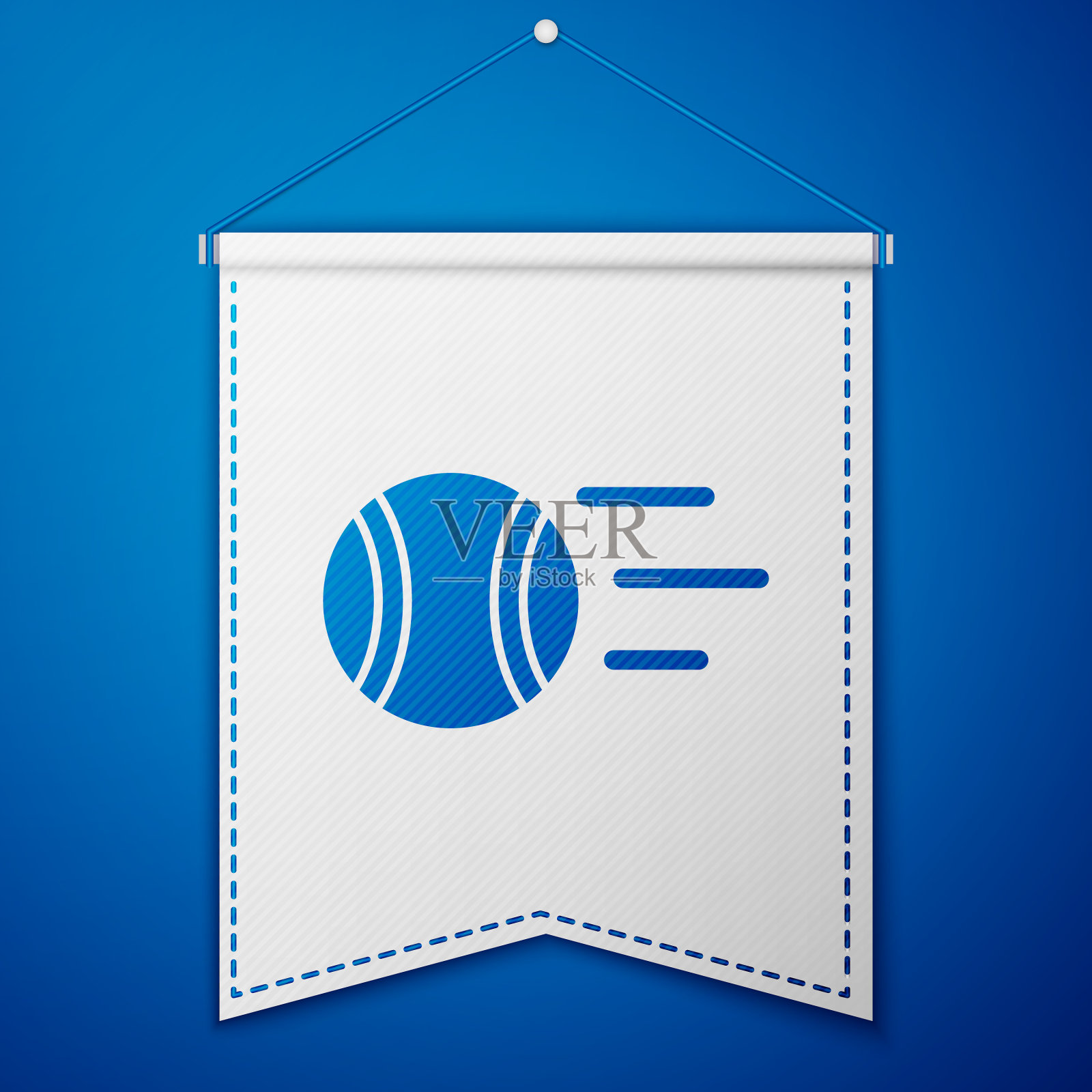 蓝色网球图标孤立在蓝色背景插画图片素材