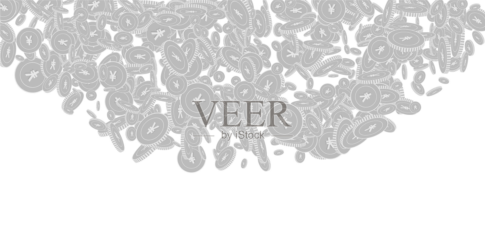 中国的人民币硬币散落黑色和wh插画图片素材