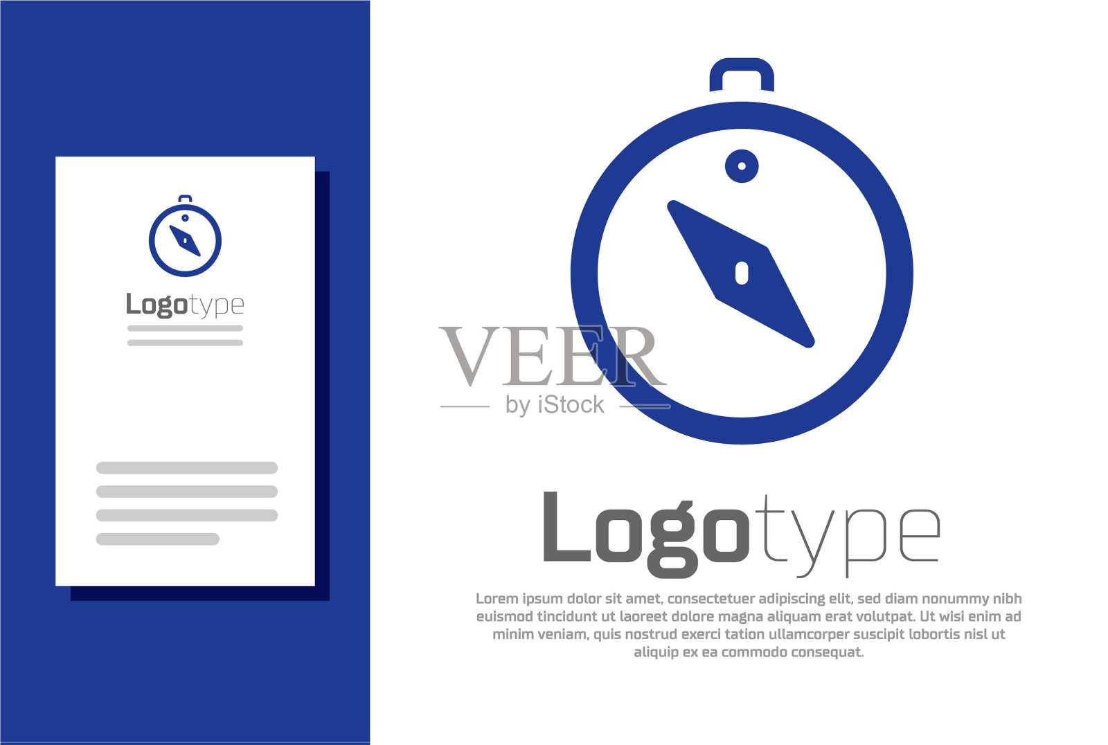 蓝色罗盘图标孤立在白色背景上图标素材