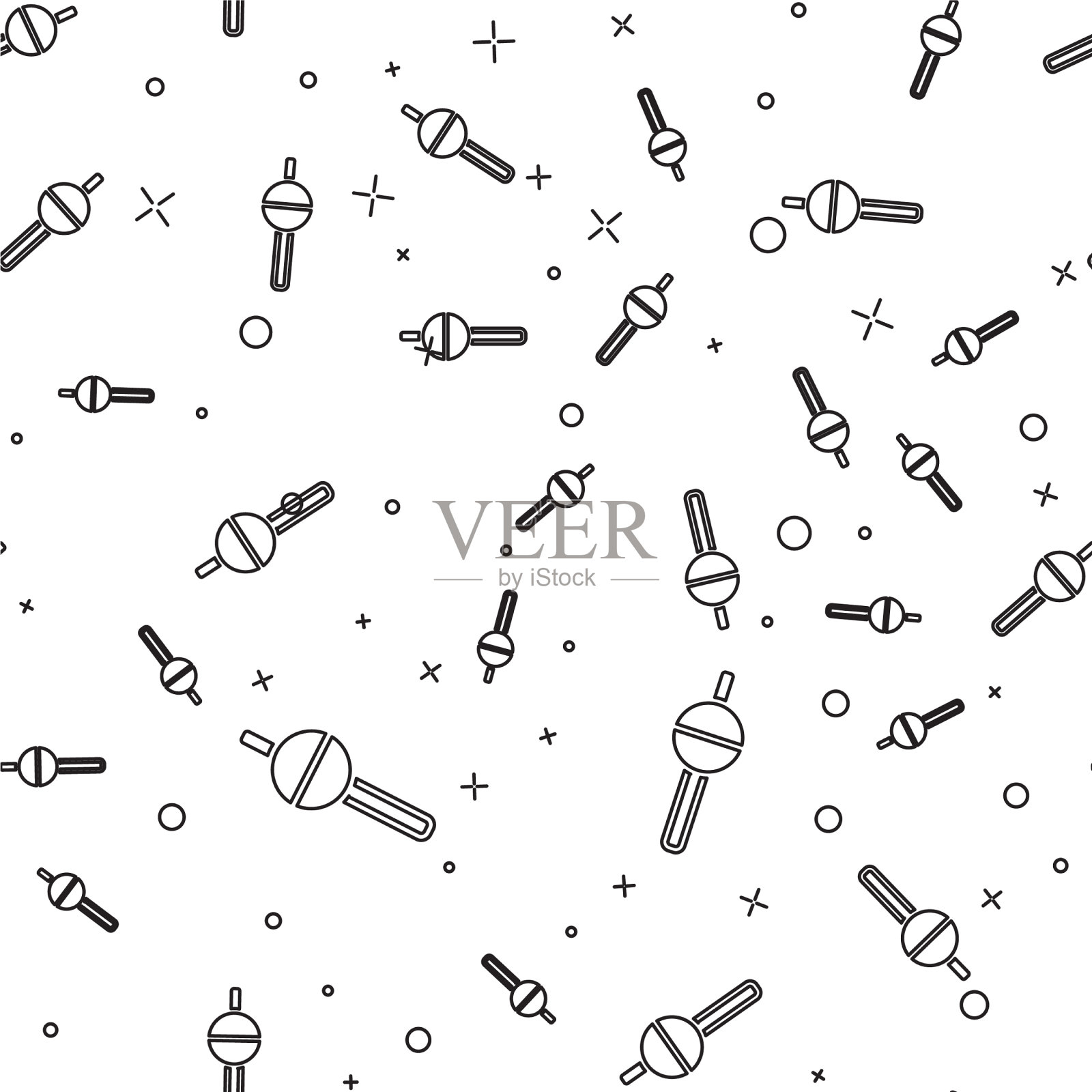 黑线钓鱼浮标图标隔离无缝插画图片素材