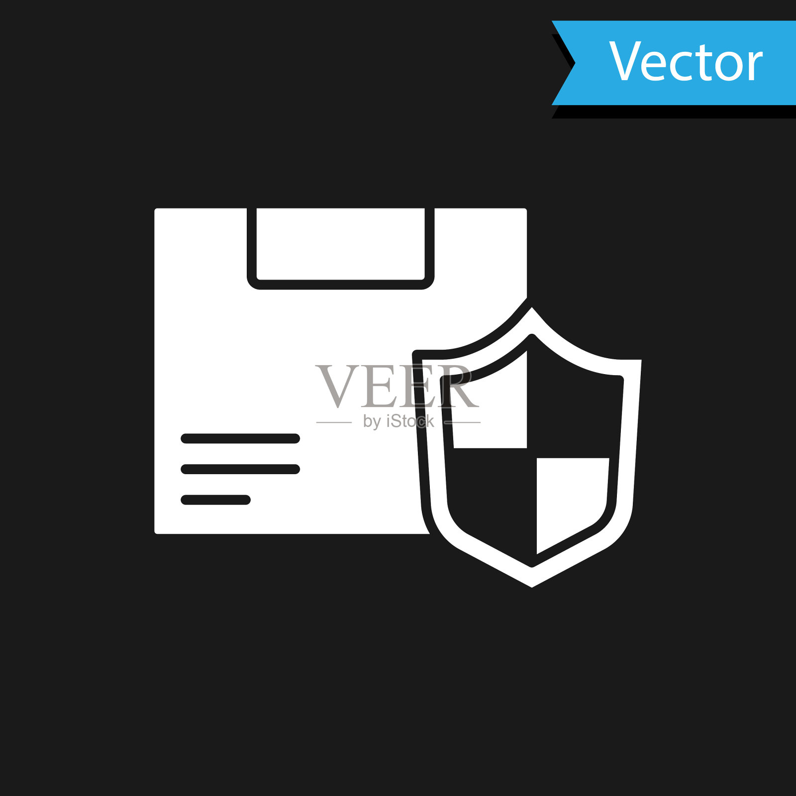 白色交付安全与盾牌图标隔离插画图片素材