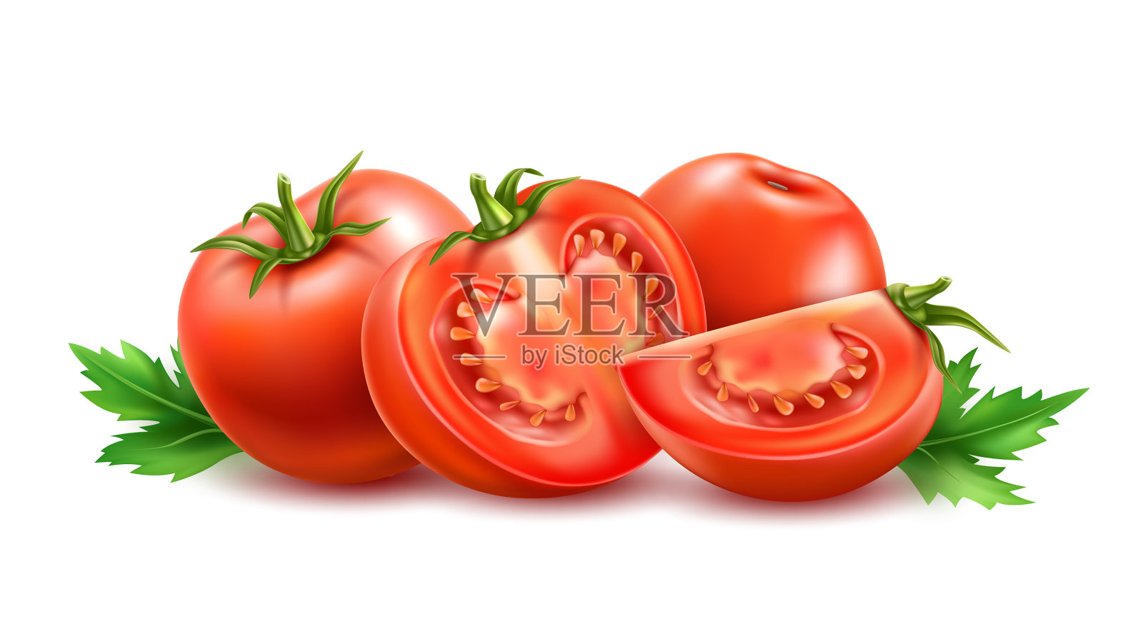 逼真的新鲜红熟番茄集设计元素图片