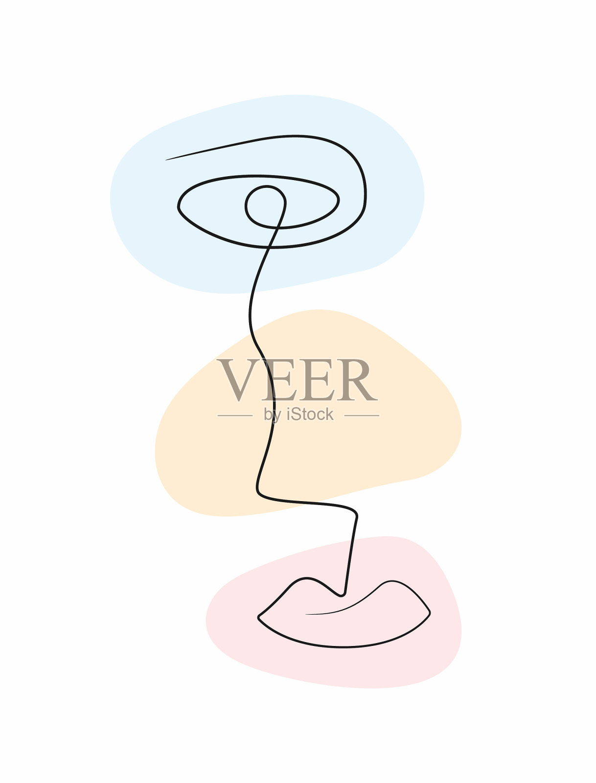 粉彩上的极简素描人脸插画图片素材