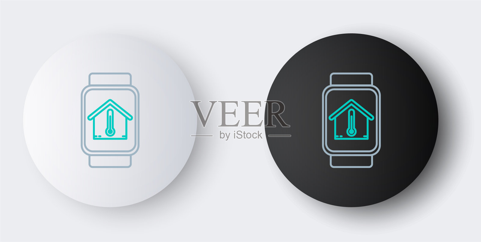 线智能手表与室内温度图标图标素材