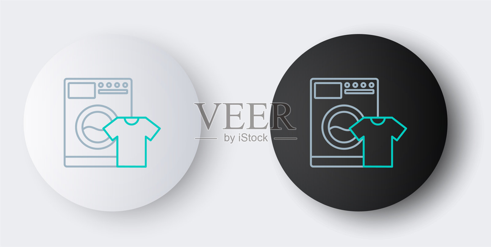 线洗衣机和t恤图标隔离在灰色图标素材