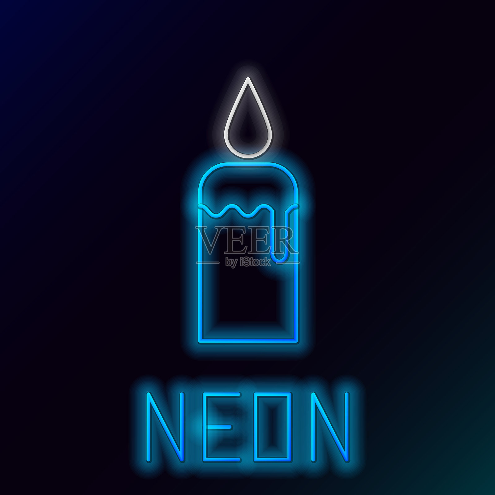 烛台上发光的霓虹线燃烧的蜡烛插画图片素材