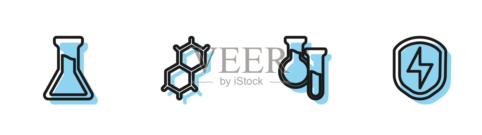 设流水线试管和烧瓶化学配方插画图片素材