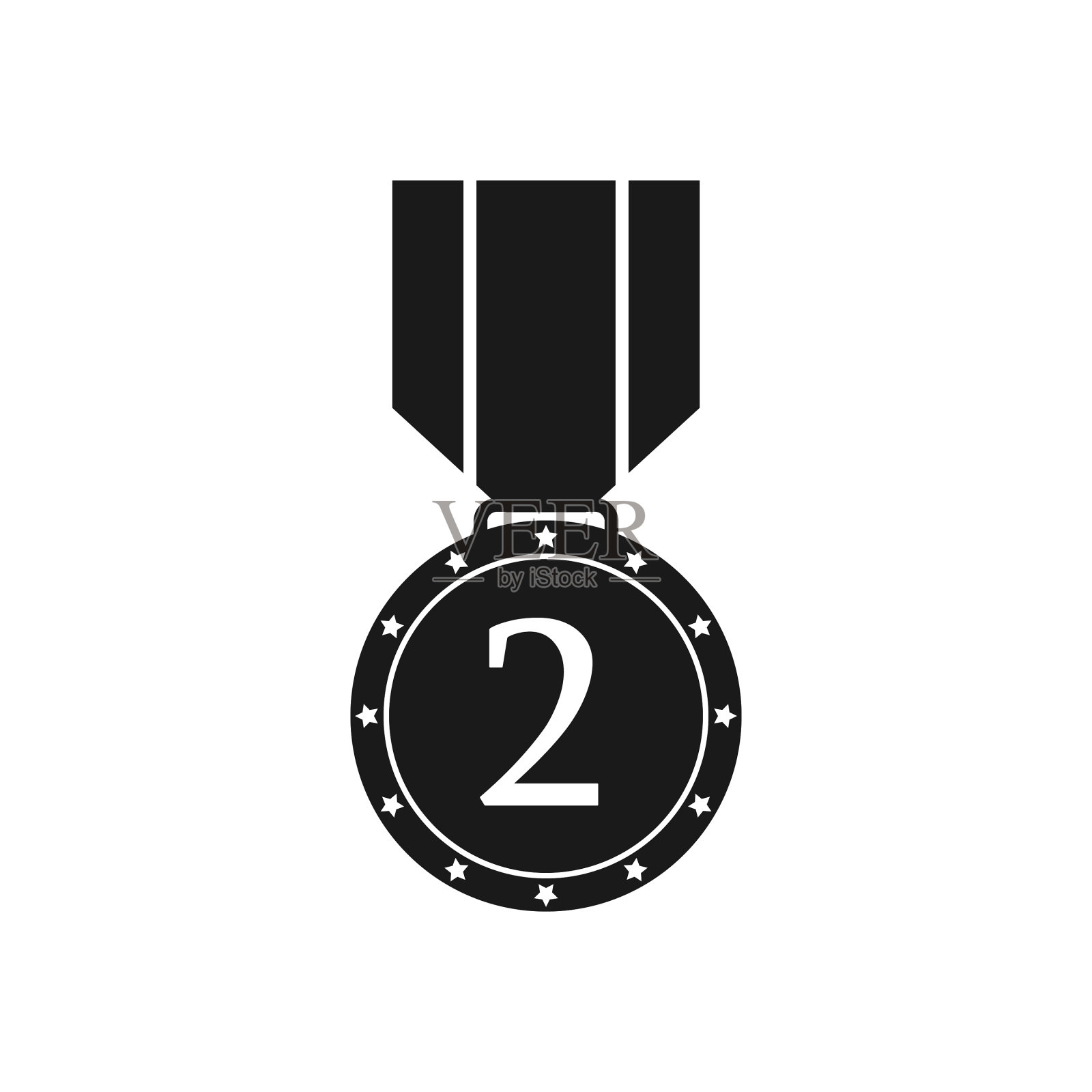 奖牌图标与第二平黑白设计元素图片