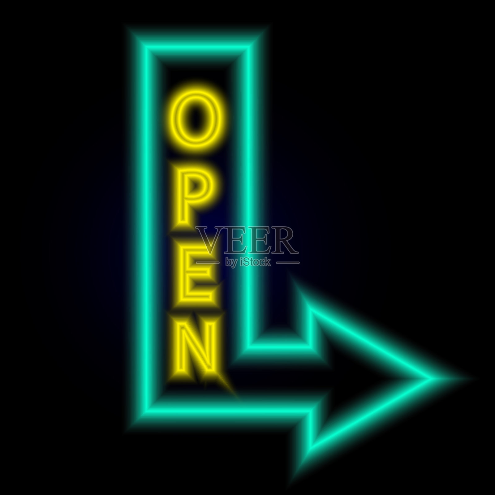 带有明亮霓虹灯的老式电子招牌插画图片素材