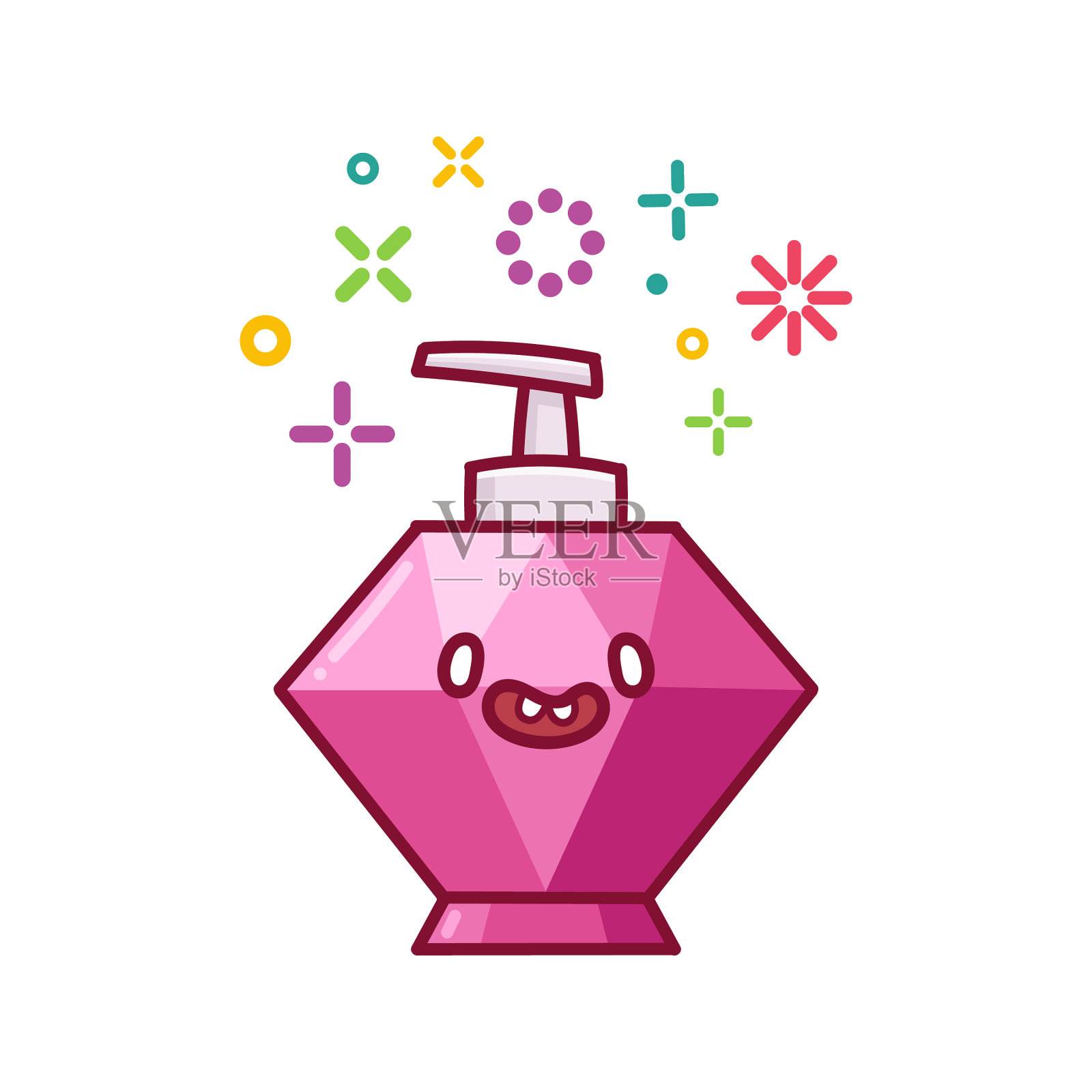 卡哇伊微笑香皂瓶卡通插画图片素材